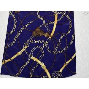 Silk Scarf Equestrian Bits Belts Chains Tassels Purple Gold Lovely 52 X 10